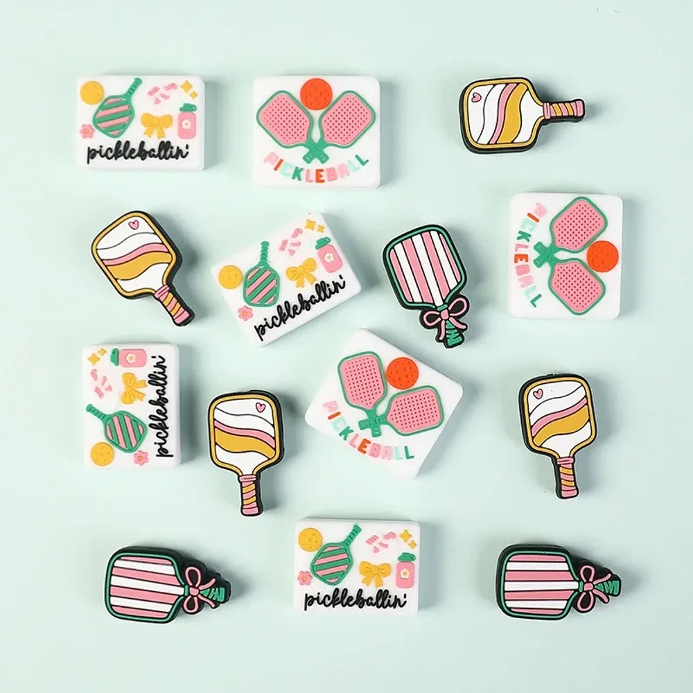 Flatback Pickleball Silicone Focal Beads for DIY Pens Keychains