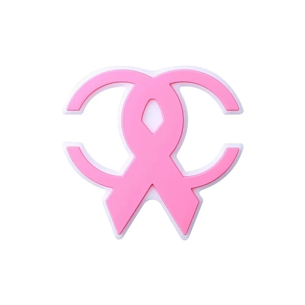 Flatback Pink Ribbon Silicone Focal Beads for DIY Pens Keychains