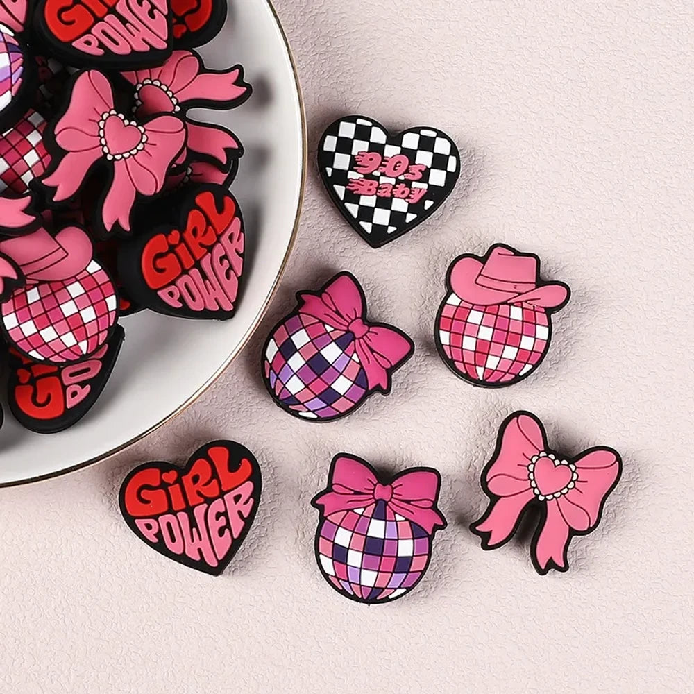 Flatback Pink Series Silicone Focal Beads for DIY Pens Keychains