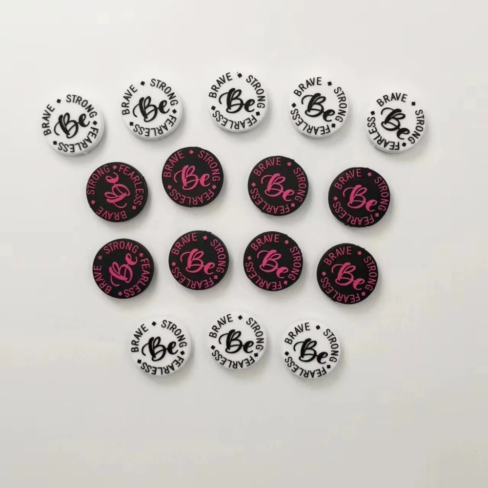 Flatback Positive Letter Silicone Focal Beads for DIY Keychains Bracelet Pens