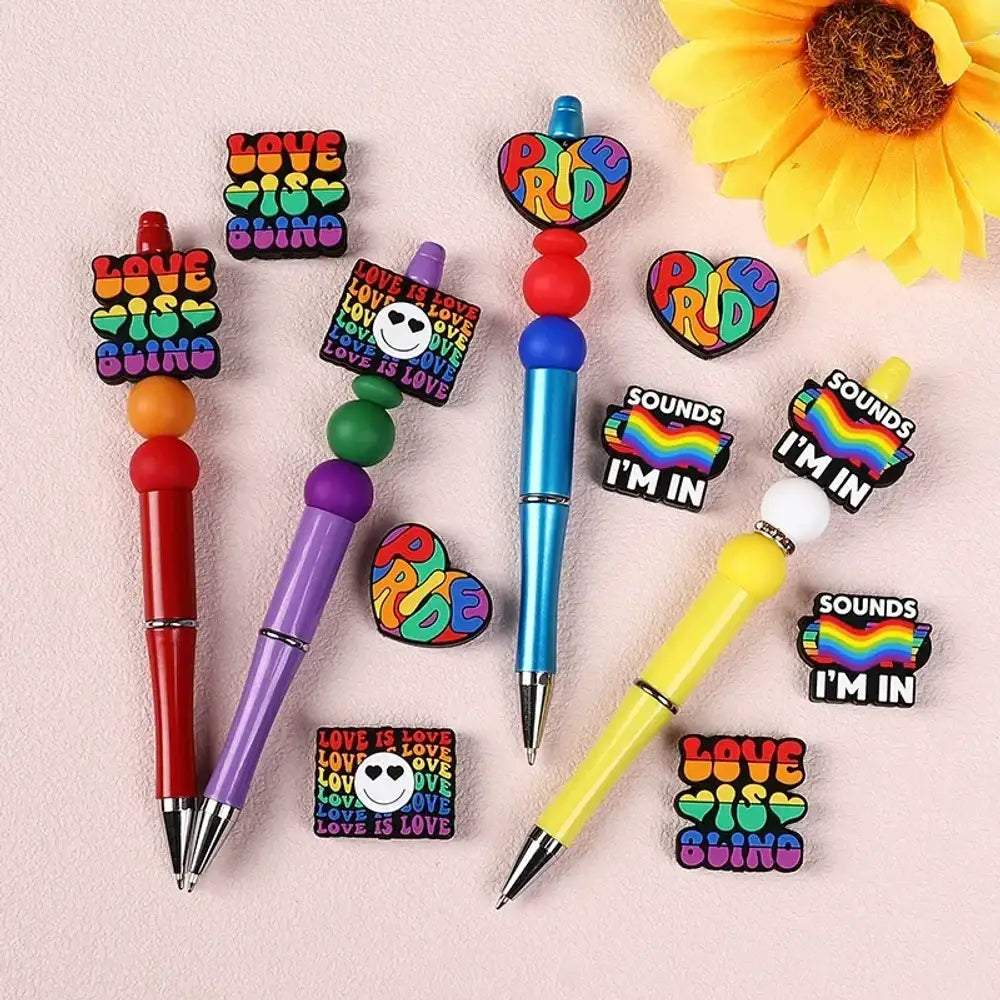 Flatback Rainbow Silicone Focal Beads for DIY Pens Bracelet