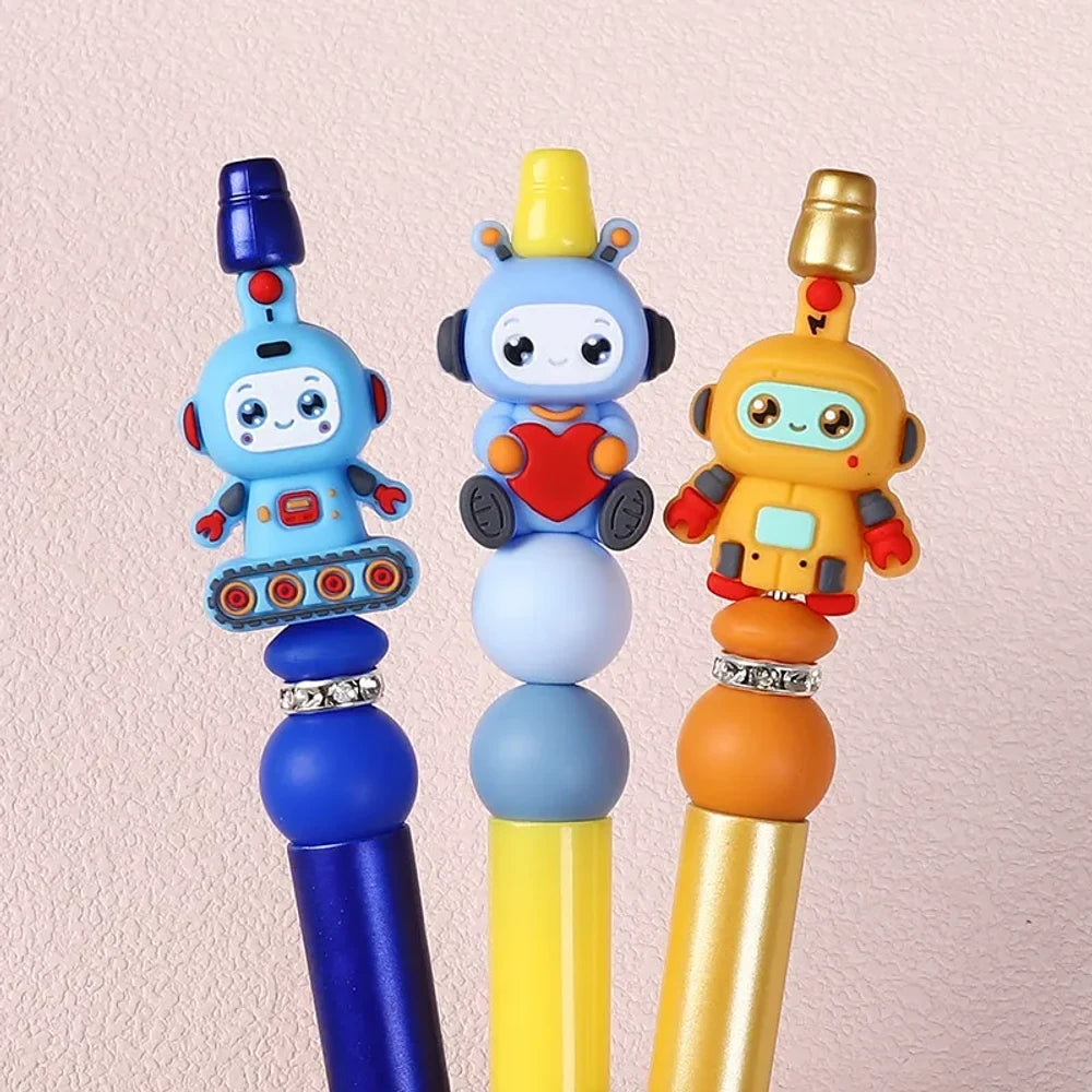 3D Robot Silicone Focal Beads for DIY Pens Keychains