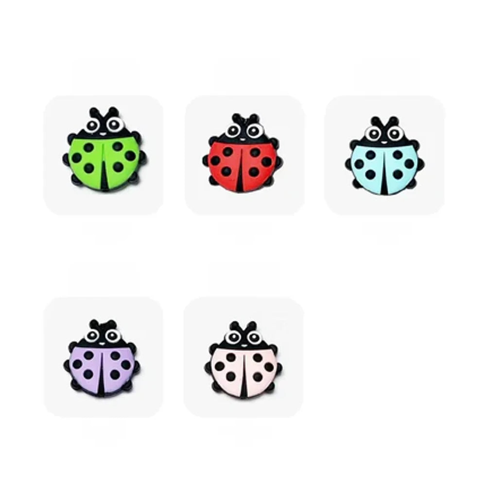 Flatback Seven-Spotted Ladybug Silicone Focal Beads for DIY Keychains Bracelet Pens