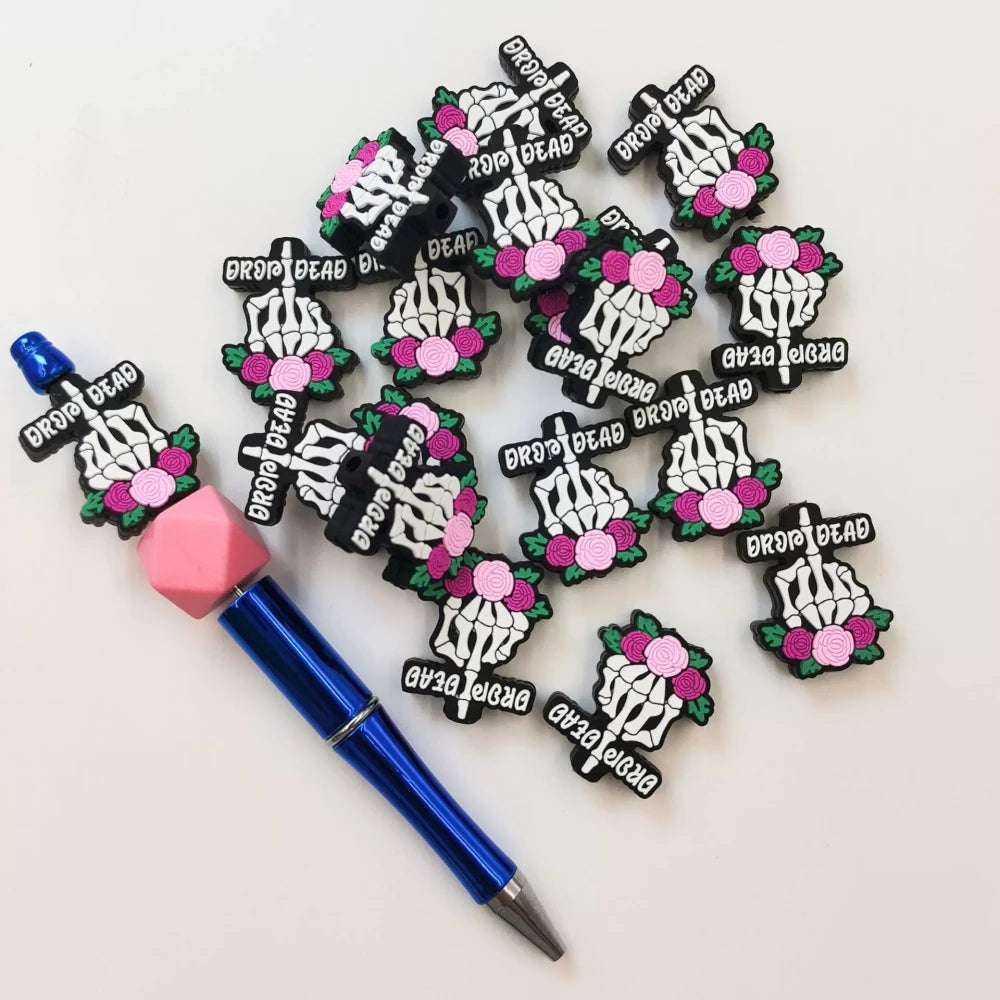 Flatback Skeleton Hand Silicone Focal Beads for DIY Pens Keychains Bracelet