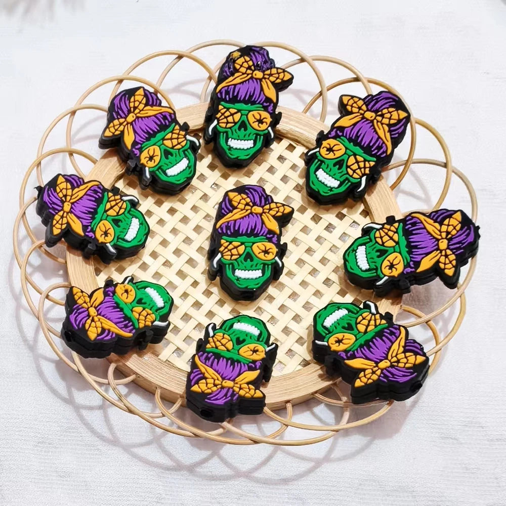 Flatback Skull Silicone Focal Beads for DIY Pens Bracelet Keychains