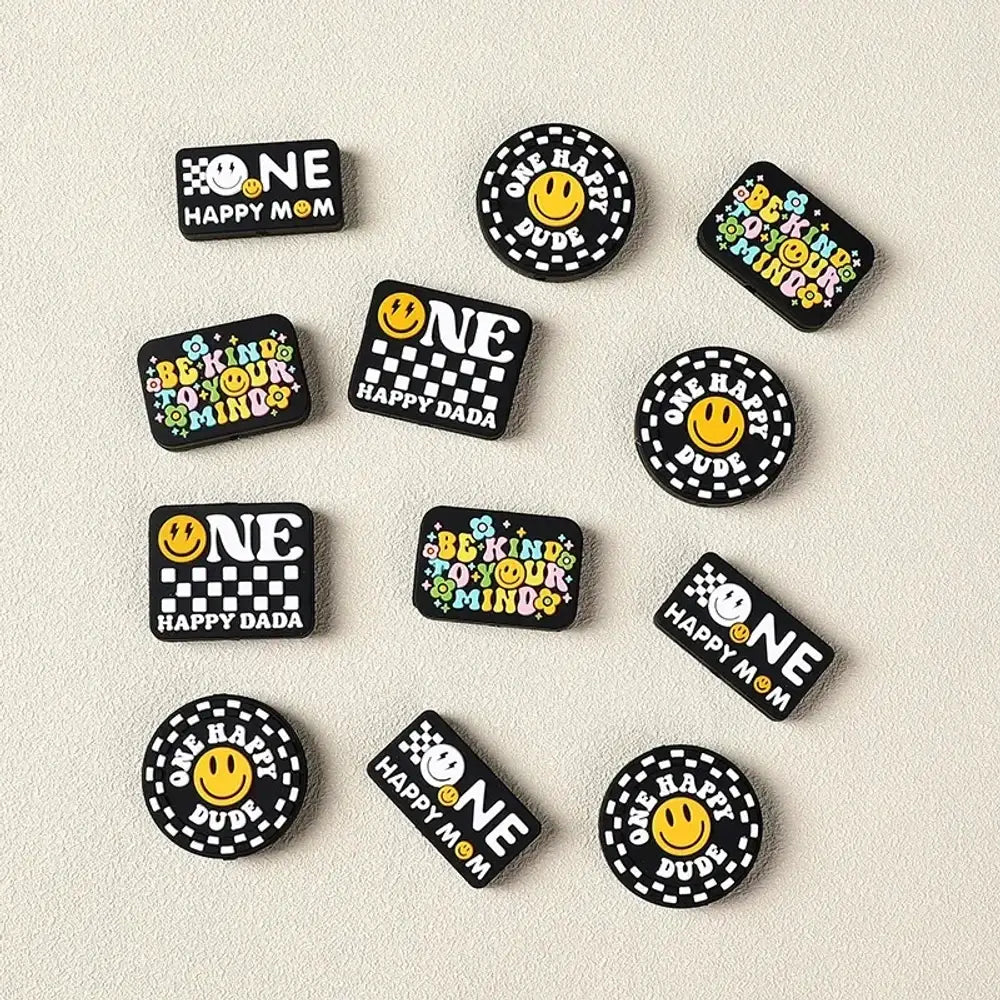 Flatback Smiley Face Silicone Focal Beads for DIY Pens Keychains