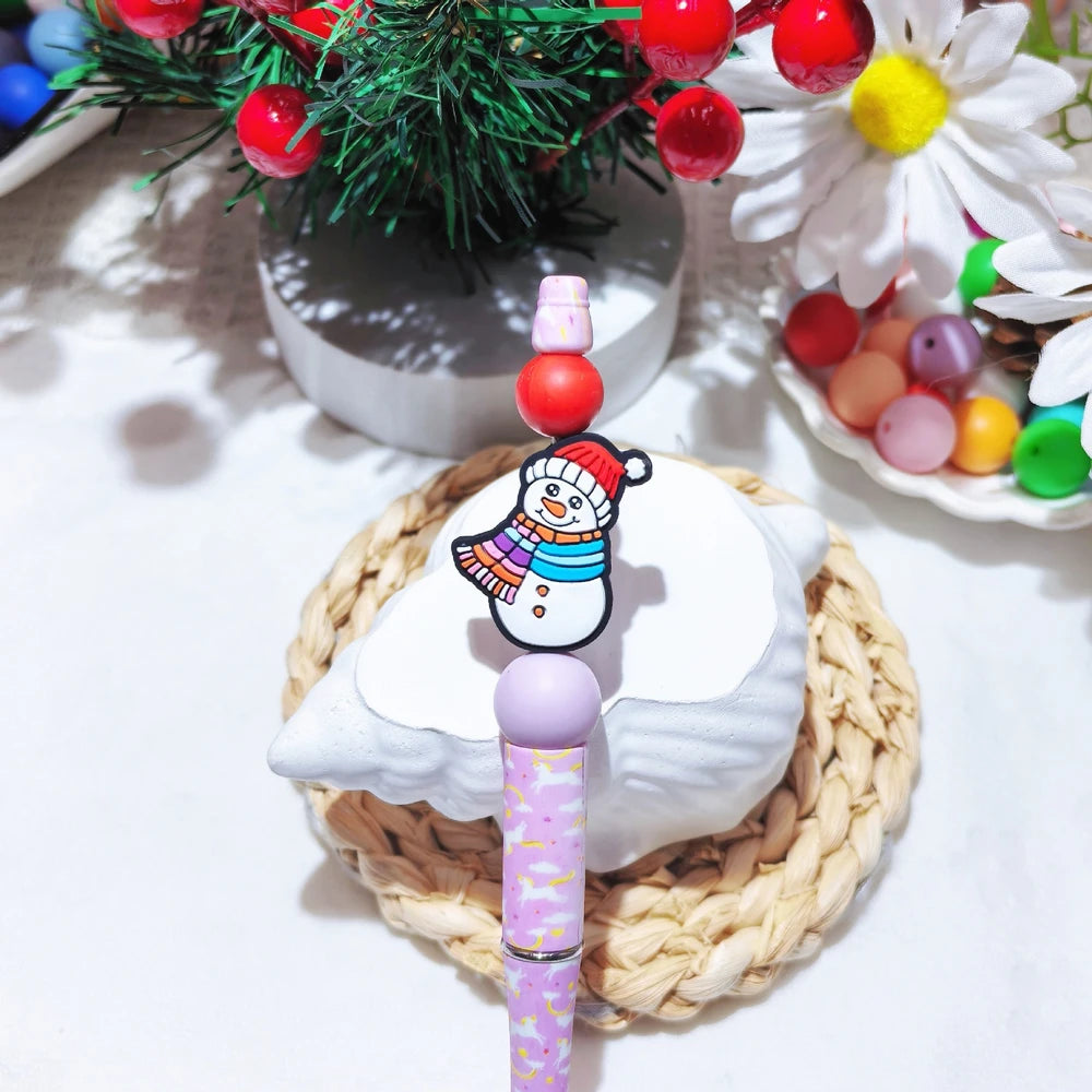 Flatback Snowman Silicone Focal Beads for DIY Pens Keychain Bracelet