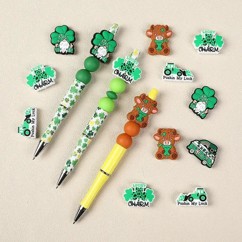 Flatback St. Patrick's Day Silicone Focal Beads for DIY Pens Keychains