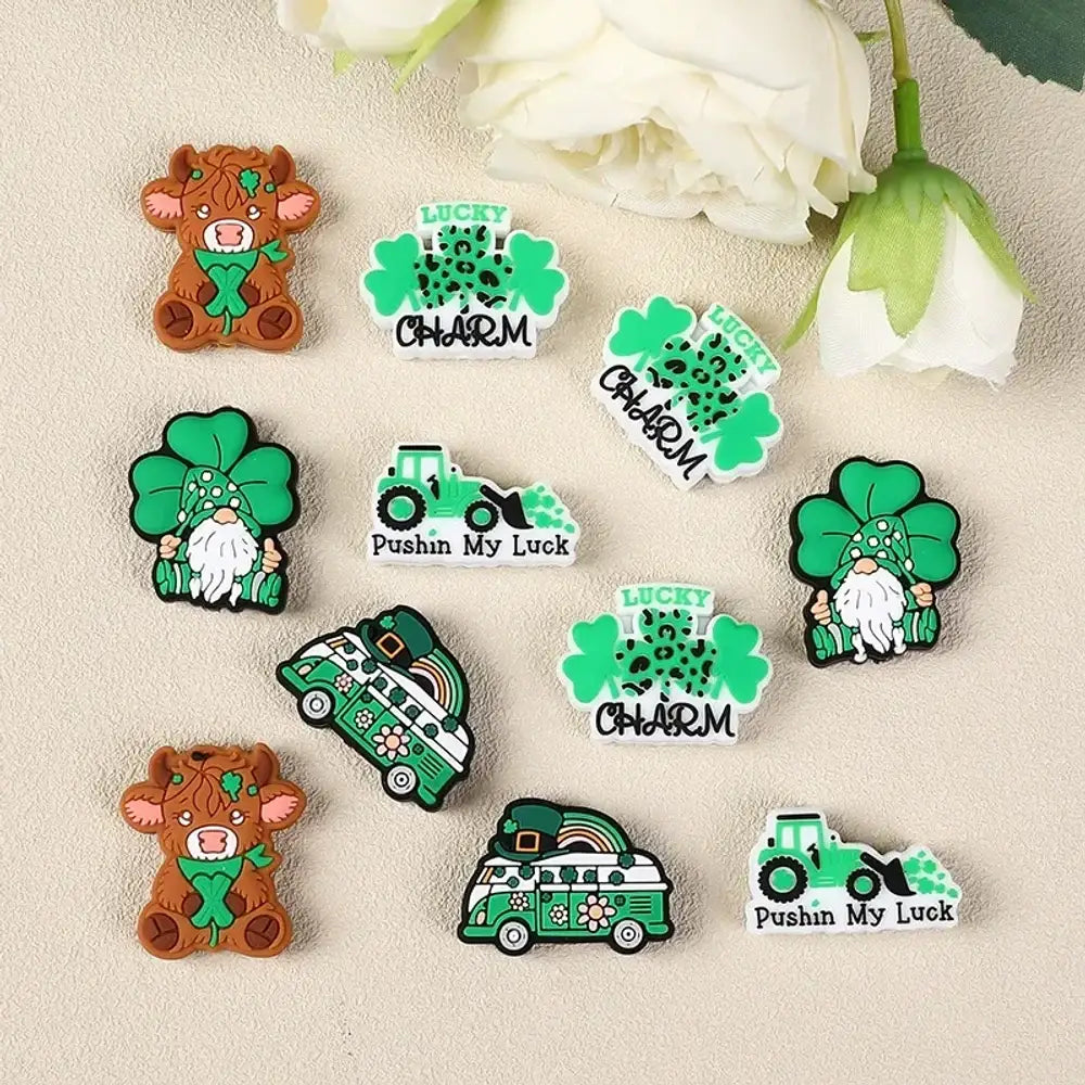 Flatback St. Patrick's Day Silicone Focal Beads for DIY Pens Keychains