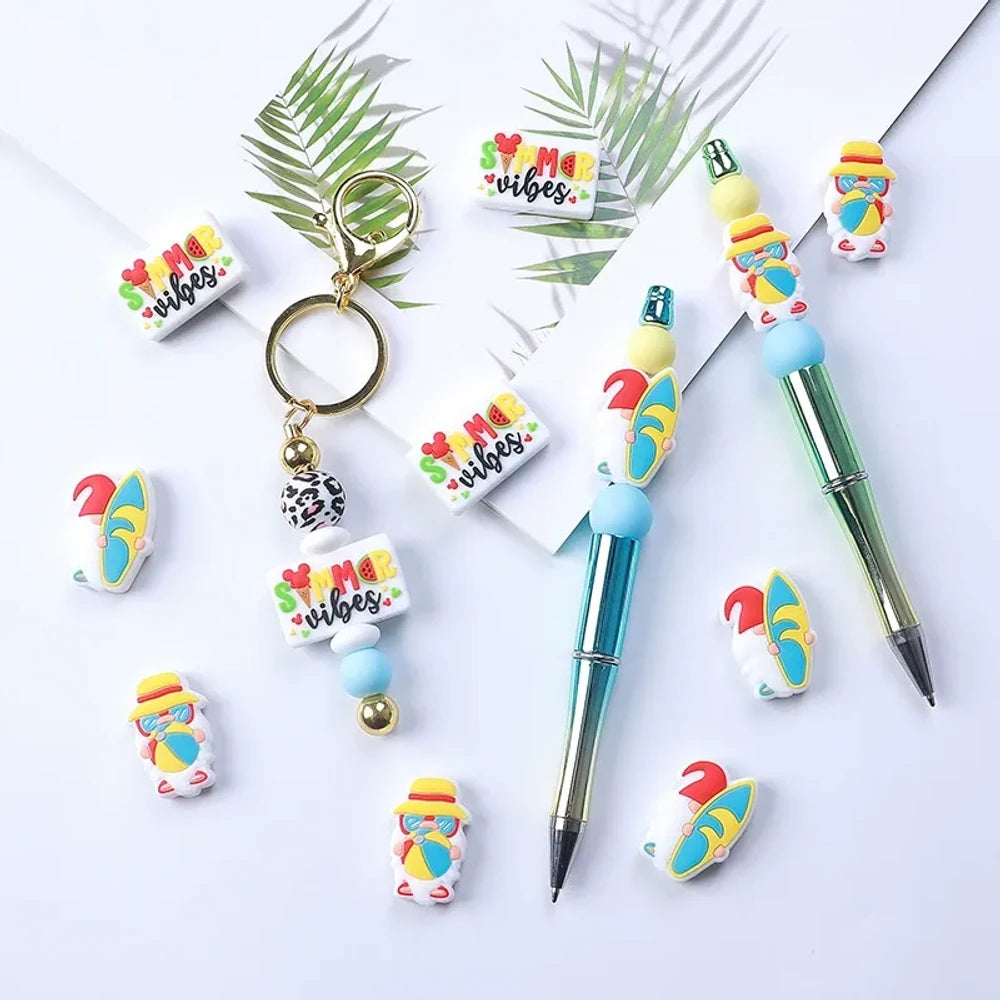 Flatback Summer Silicone Focal Beads for DIY Pens Keychains
