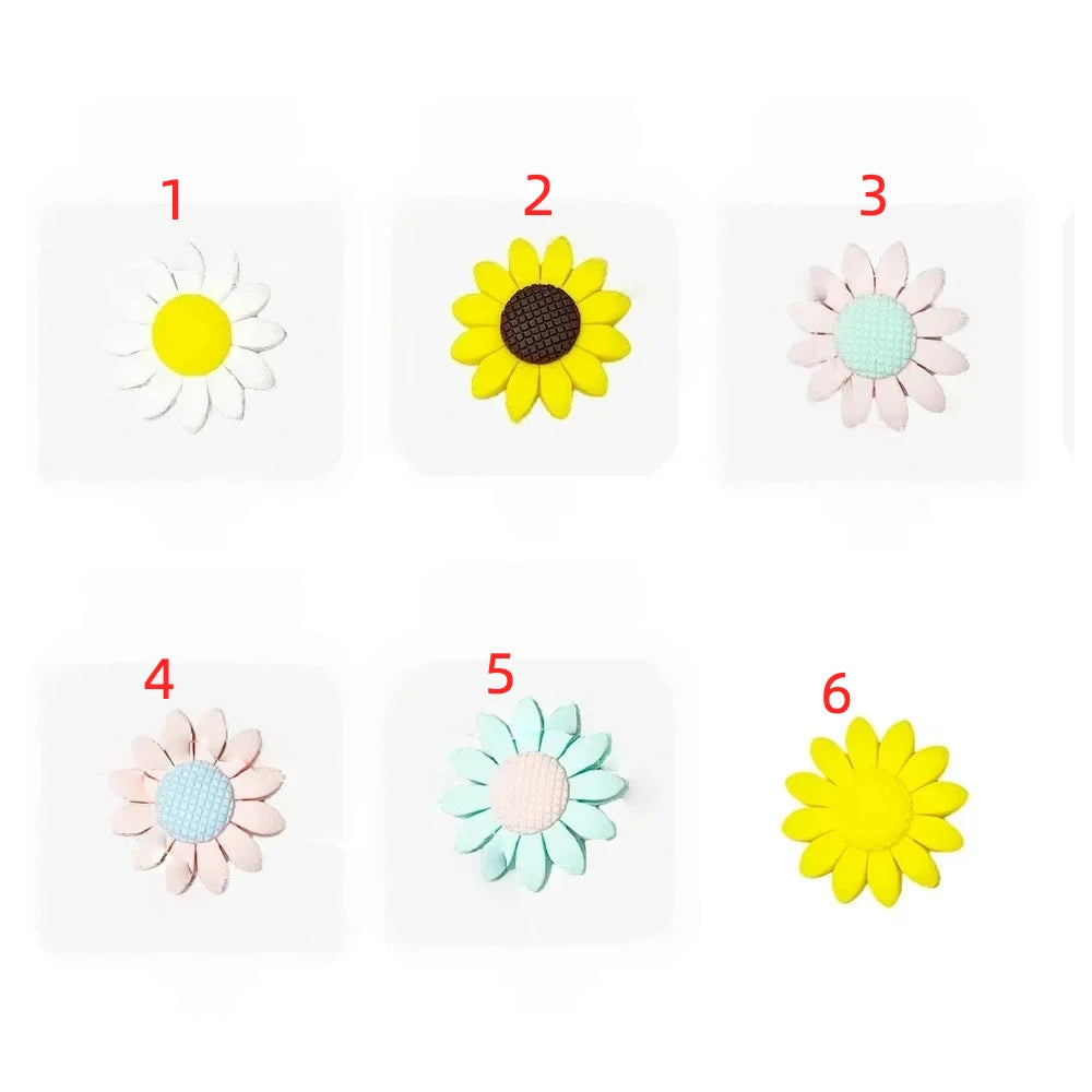 Flatback Sunflower Silicone Focal Beads for DIY Keychains Bracelet Pens