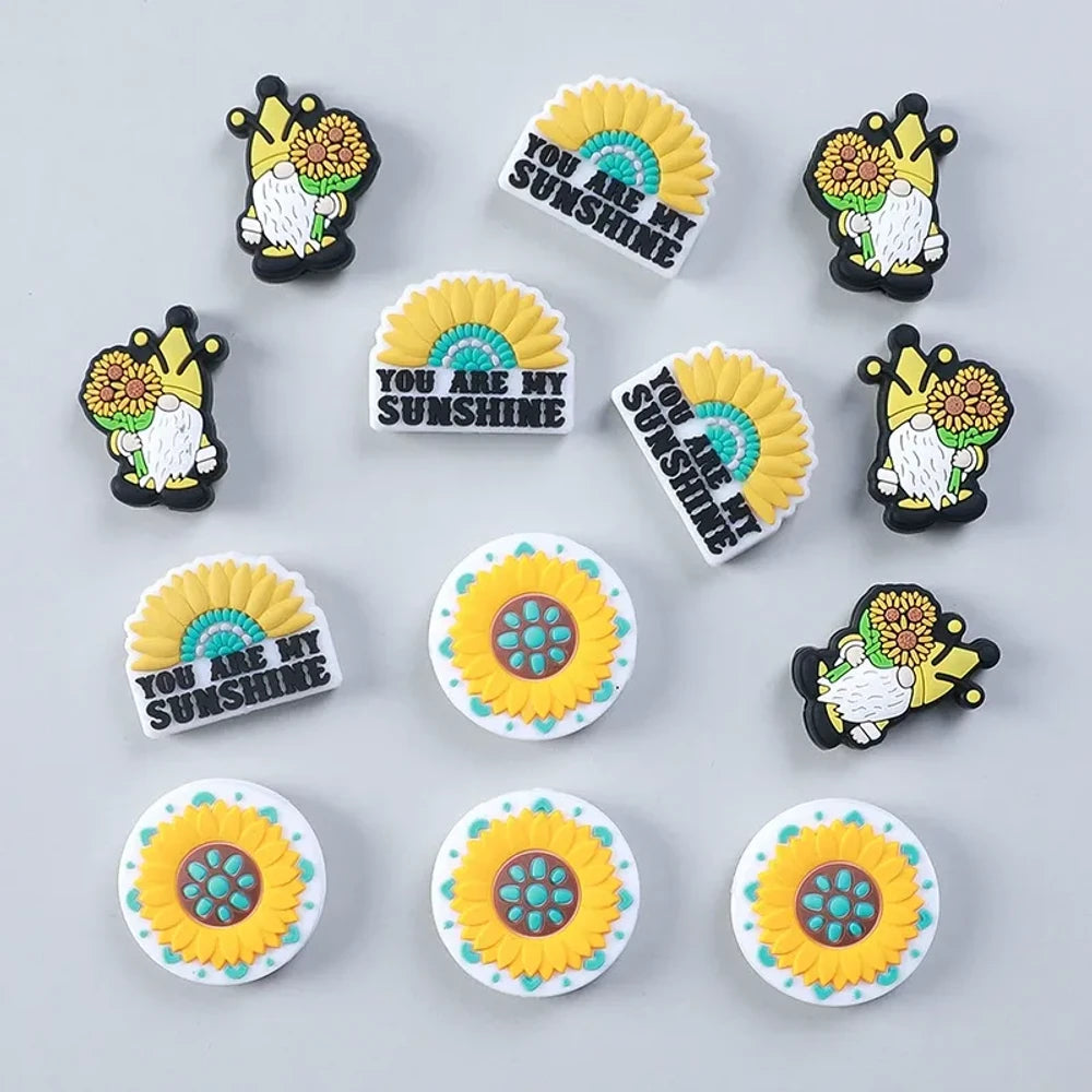 Flatback Sunflower Silicone Focal Beads for DIY Pens Keychains