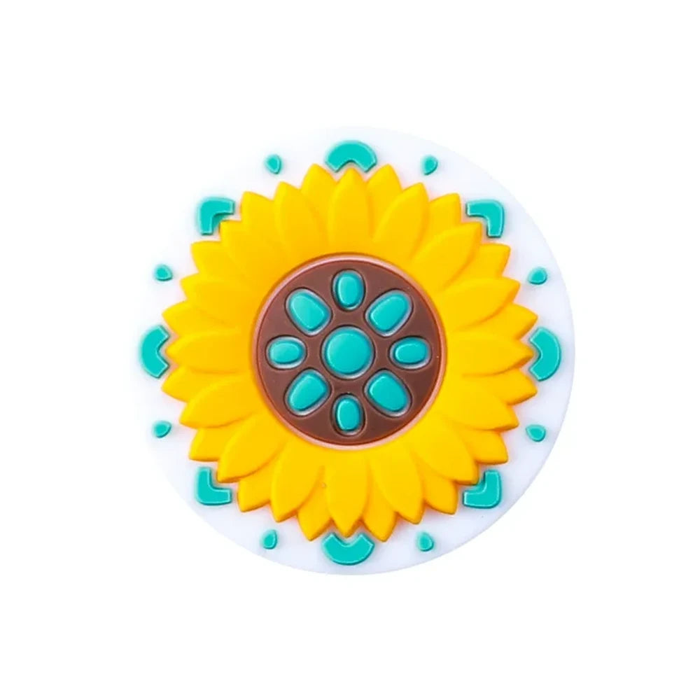 Flatback Sunflower Silicone Focal Beads for DIY Pens Keychains