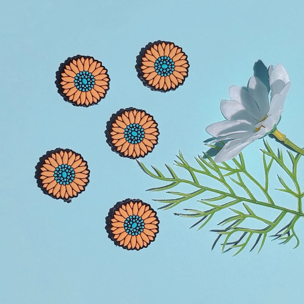Flatback Sunflower Silicone Focal Beads for DIY Pens Keychains