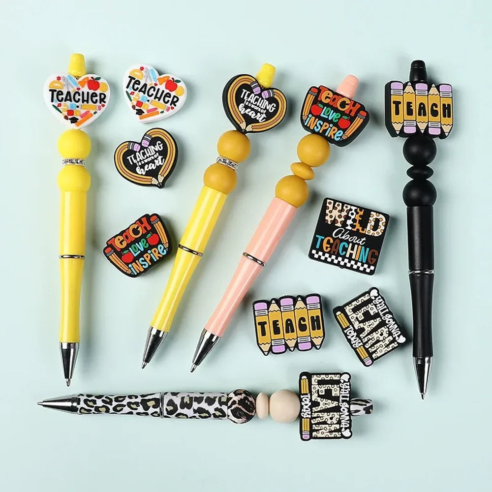 Flatback Teacher Series Silicone Focal Beads for DIY Pens Keychains