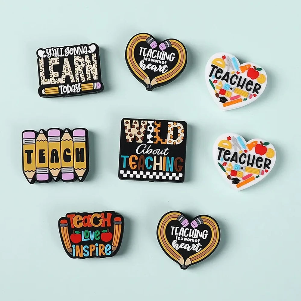 Flatback Teacher Series Silicone Focal Beads for DIY Pens Keychains