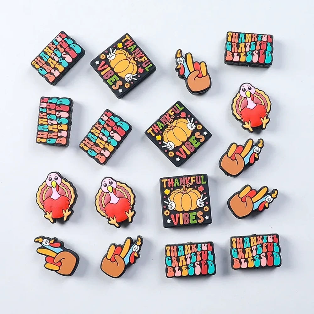 Flatback Thanksgiving Silicone Focal Beads for DIY Pens Keychains