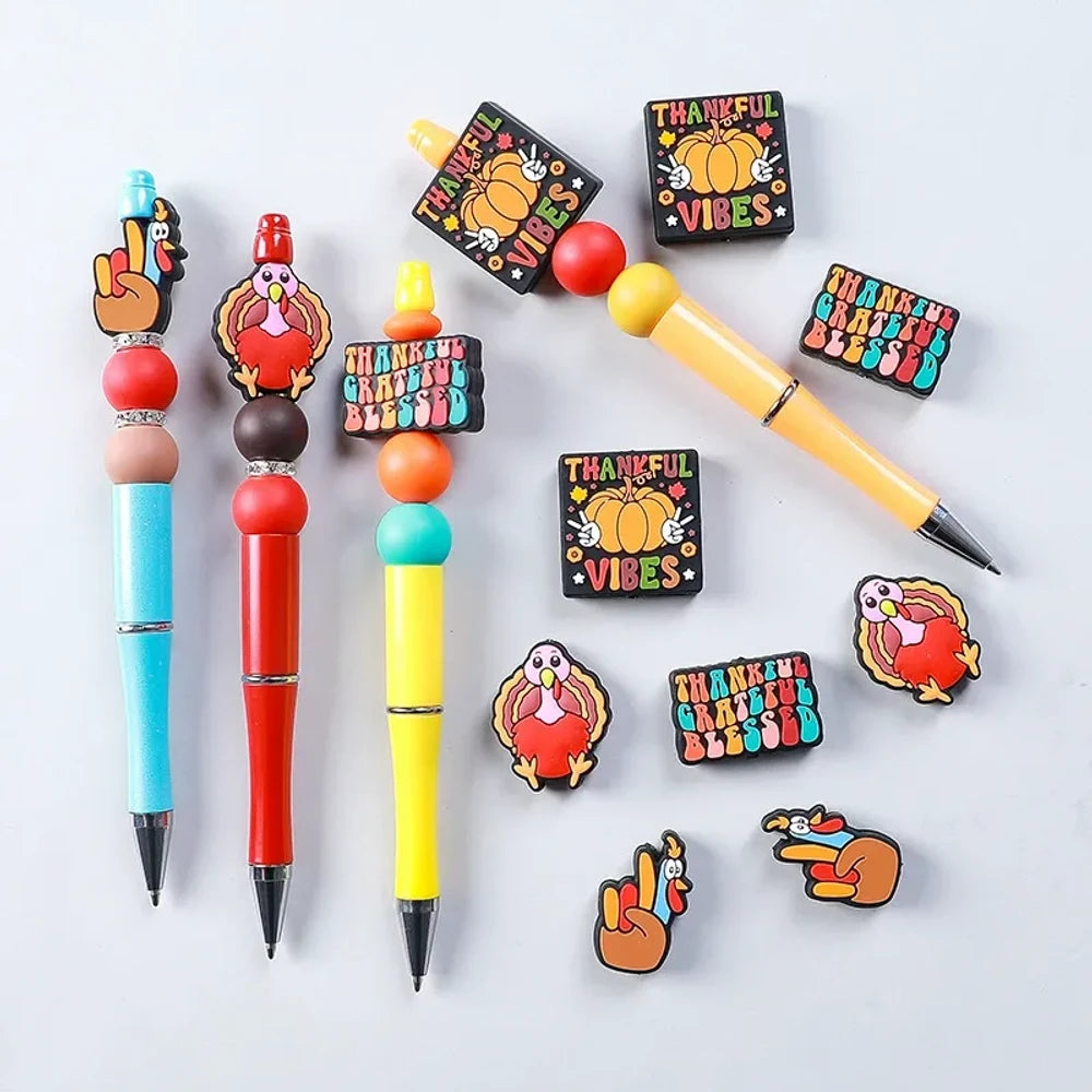 Flatback Thanksgiving Silicone Focal Beads for DIY Pens Keychains