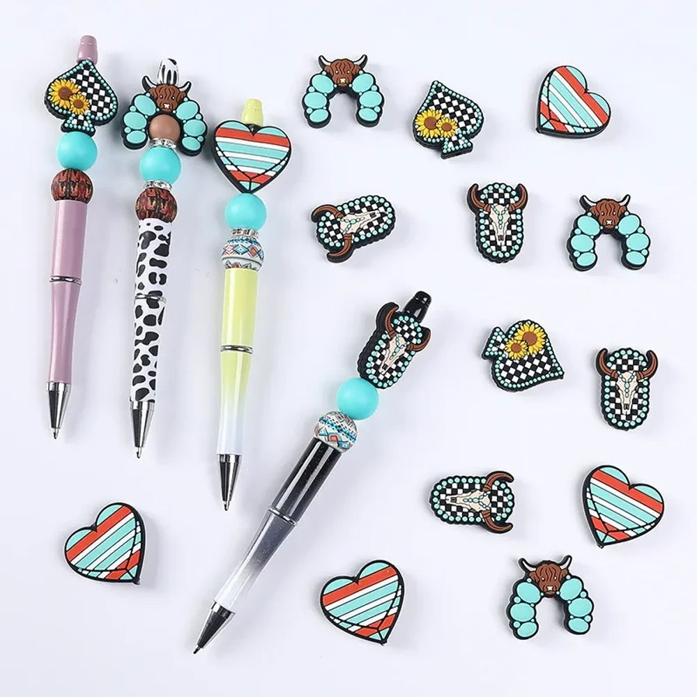 Flatback Turquoise Silicone Focal Beads for DIY Pens Keychains