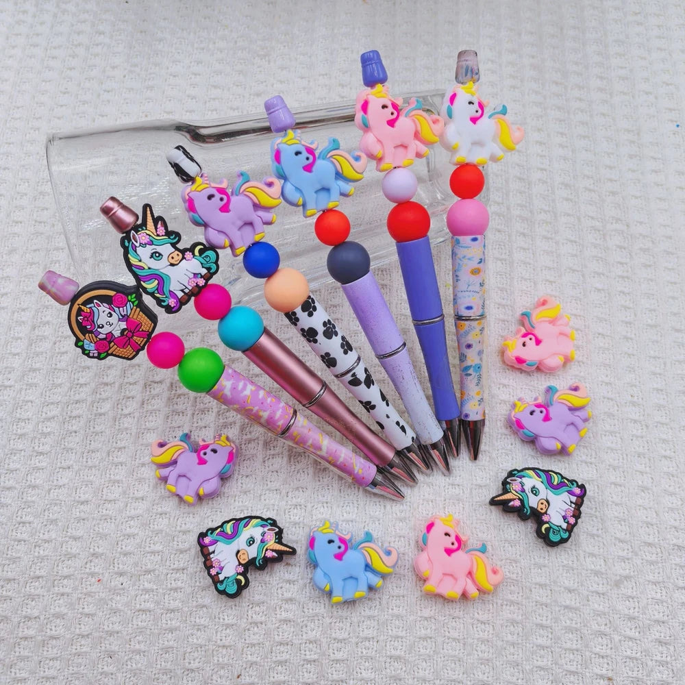 Flatback Unicorn Silicone Focal Beads for DIY Pens Bracelet Keychains