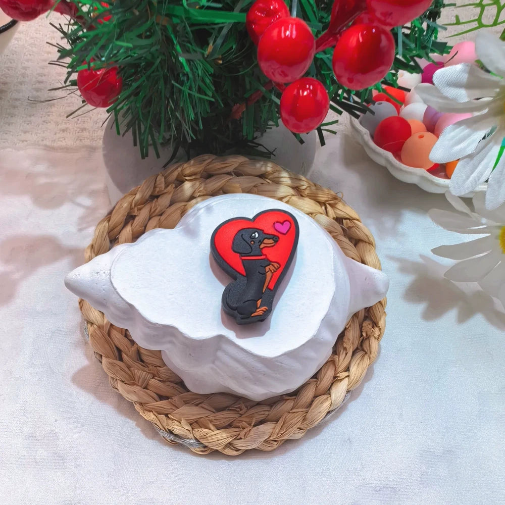 Flatback Valentine's Day Series Silicone Focal Beads for DIY Pens Bracelet Keychains