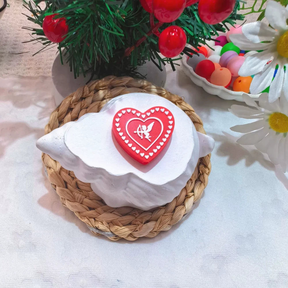 Flatback Valentine's Day Series Silicone Focal Beads for DIY Pens Bracelet Keychains