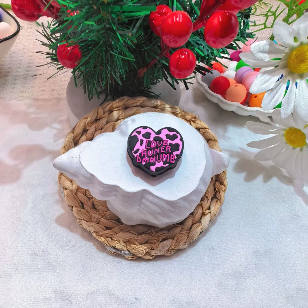 Flatback Valentine's Day Series Silicone Focal Beads for DIY Pens Bracelet Keychains