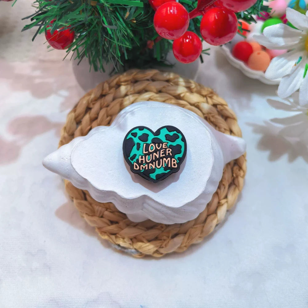 Flatback Valentine's Day Series Silicone Focal Beads for DIY Pens Bracelet Keychains