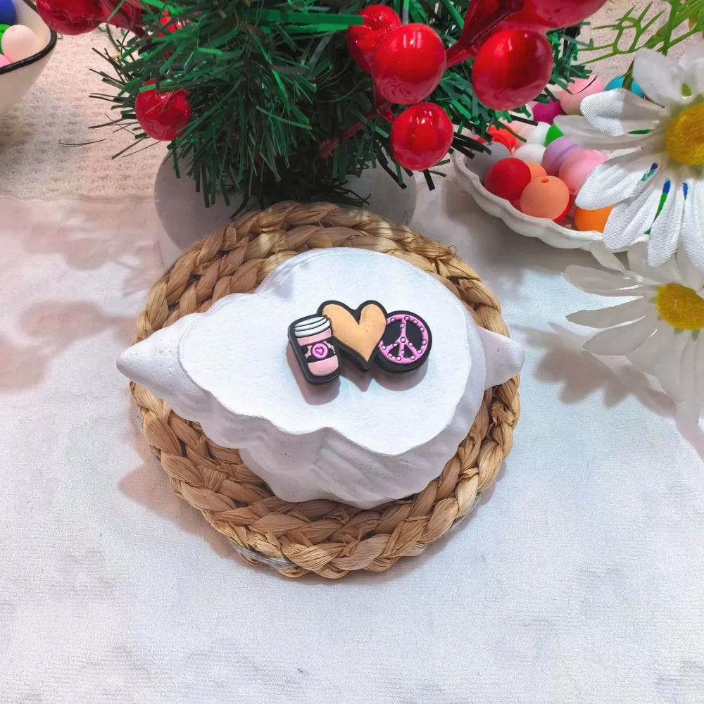 Flatback Valentine's Day Series Silicone Focal Beads for DIY Pens Bracelet Keychains