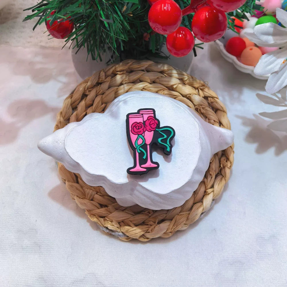 Flatback Valentine's Day Series Silicone Focal Beads for DIY Pens Bracelet Keychains