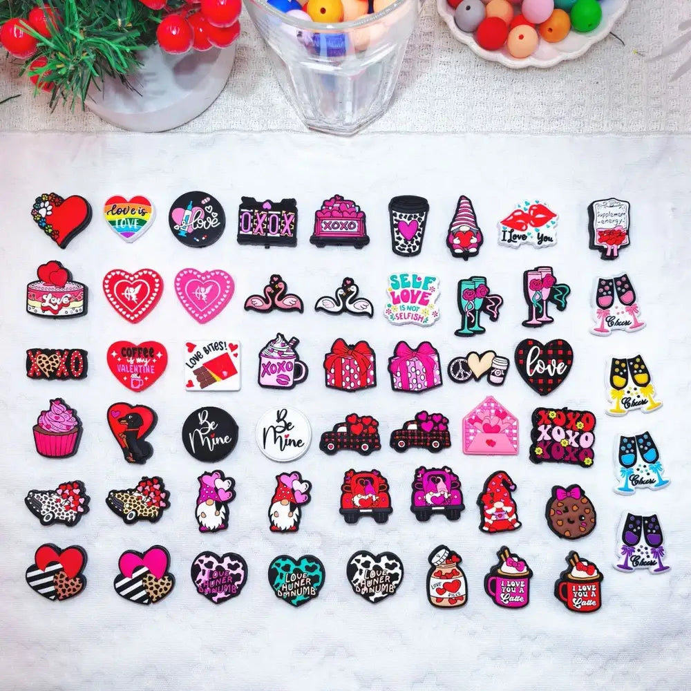 Flatback Valentine's Day Series Silicone Focal Beads for DIY Pens Bracelet Keychains