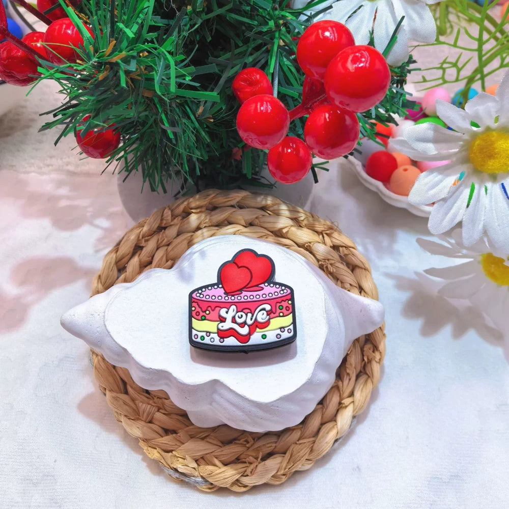 Flatback Valentine's Day Series Silicone Focal Beads for DIY Pens Bracelet Keychains