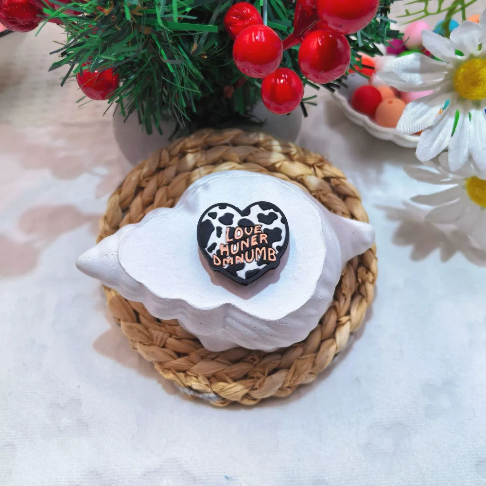 Flatback Valentine's Day Series Silicone Focal Beads for DIY Pens Bracelet Keychains