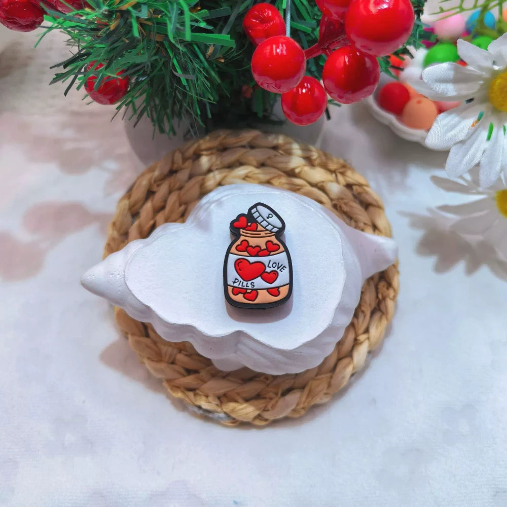 Flatback Valentine's Day Series Silicone Focal Beads for DIY Pens Bracelet Keychains