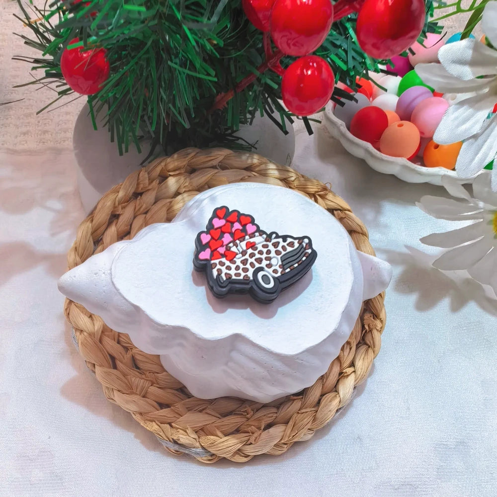 Flatback Valentine's Day Series Silicone Focal Beads for DIY Pens Bracelet Keychains