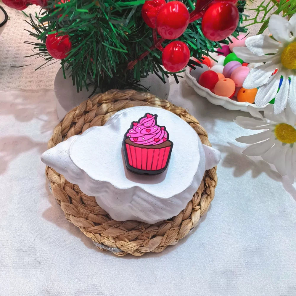 Flatback Valentine's Day Series Silicone Focal Beads for DIY Pens Bracelet Keychains