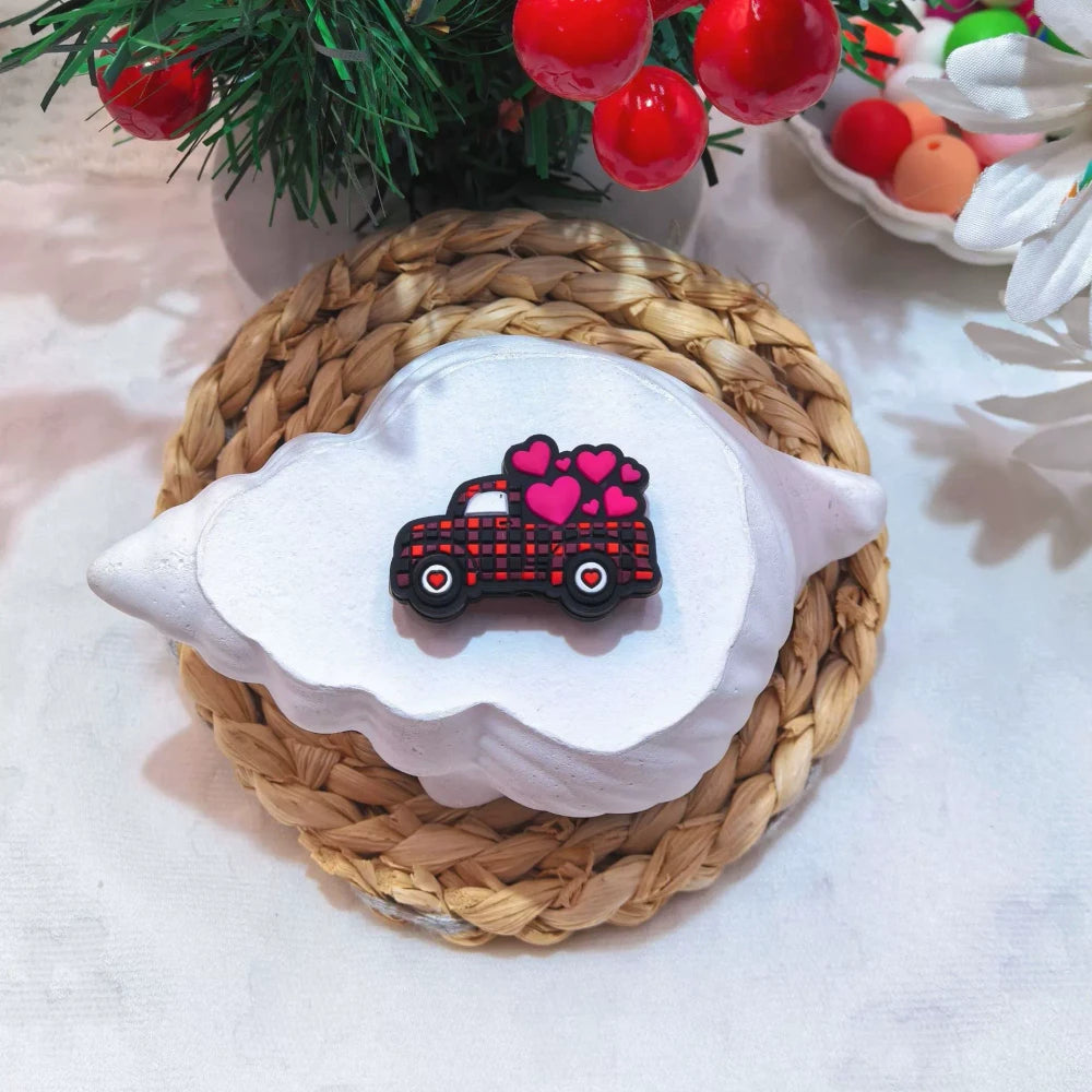 Flatback Valentine's Day Series Silicone Focal Beads for DIY Pens Bracelet Keychains