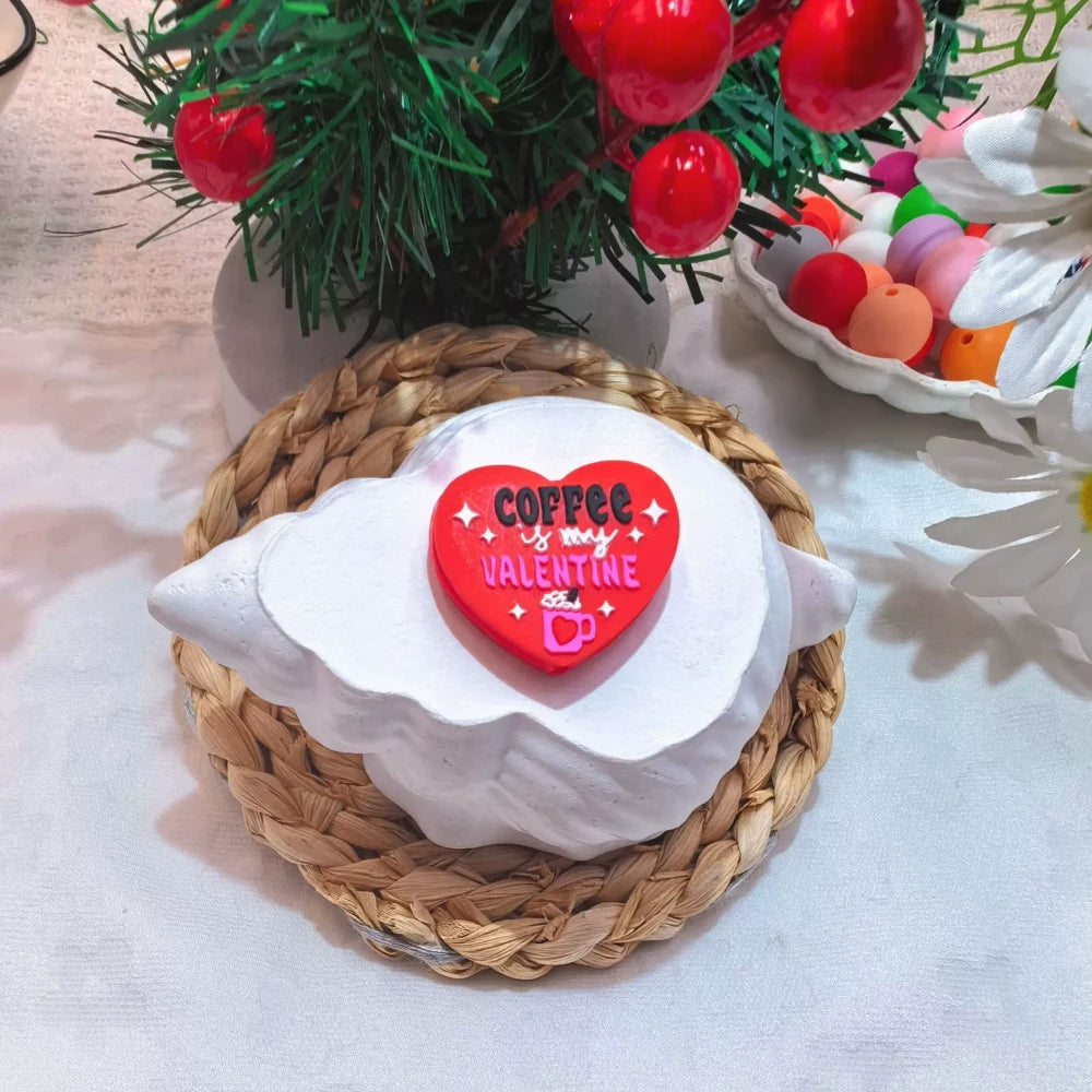 Flatback Valentine's Day Series Silicone Focal Beads for DIY Pens Bracelet Keychains