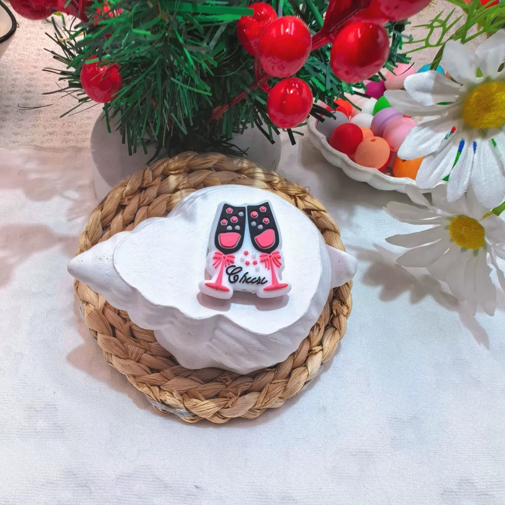 Flatback Valentine's Day Series Silicone Focal Beads for DIY Pens Bracelet Keychains