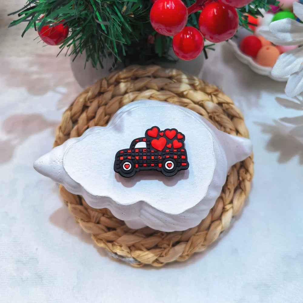 Flatback Valentine's Day Series Silicone Focal Beads for DIY Pens Bracelet Keychains