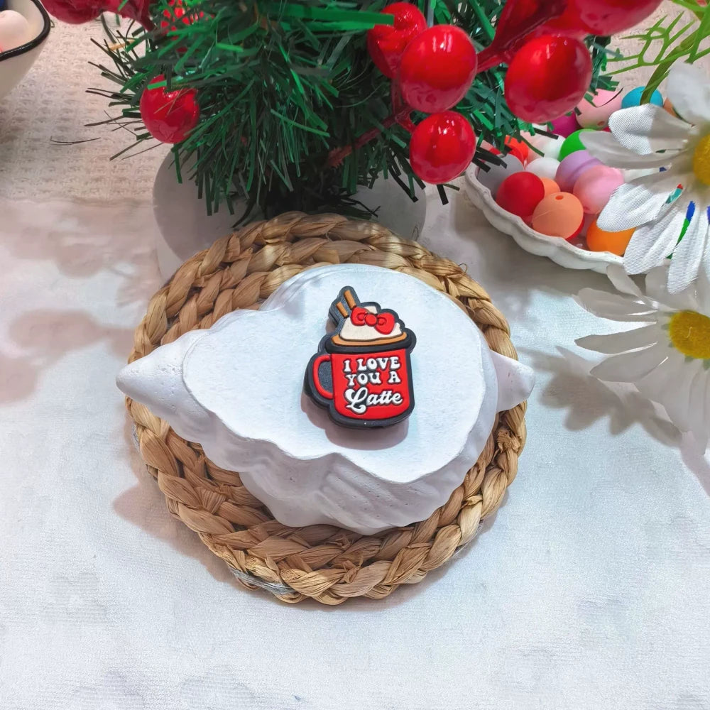 Flatback Valentine's Day Series Silicone Focal Beads for DIY Pens Bracelet Keychains