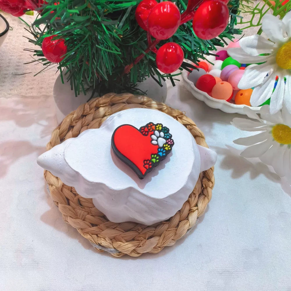 Flatback Valentine's Day Series Silicone Focal Beads for DIY Pens Bracelet Keychains