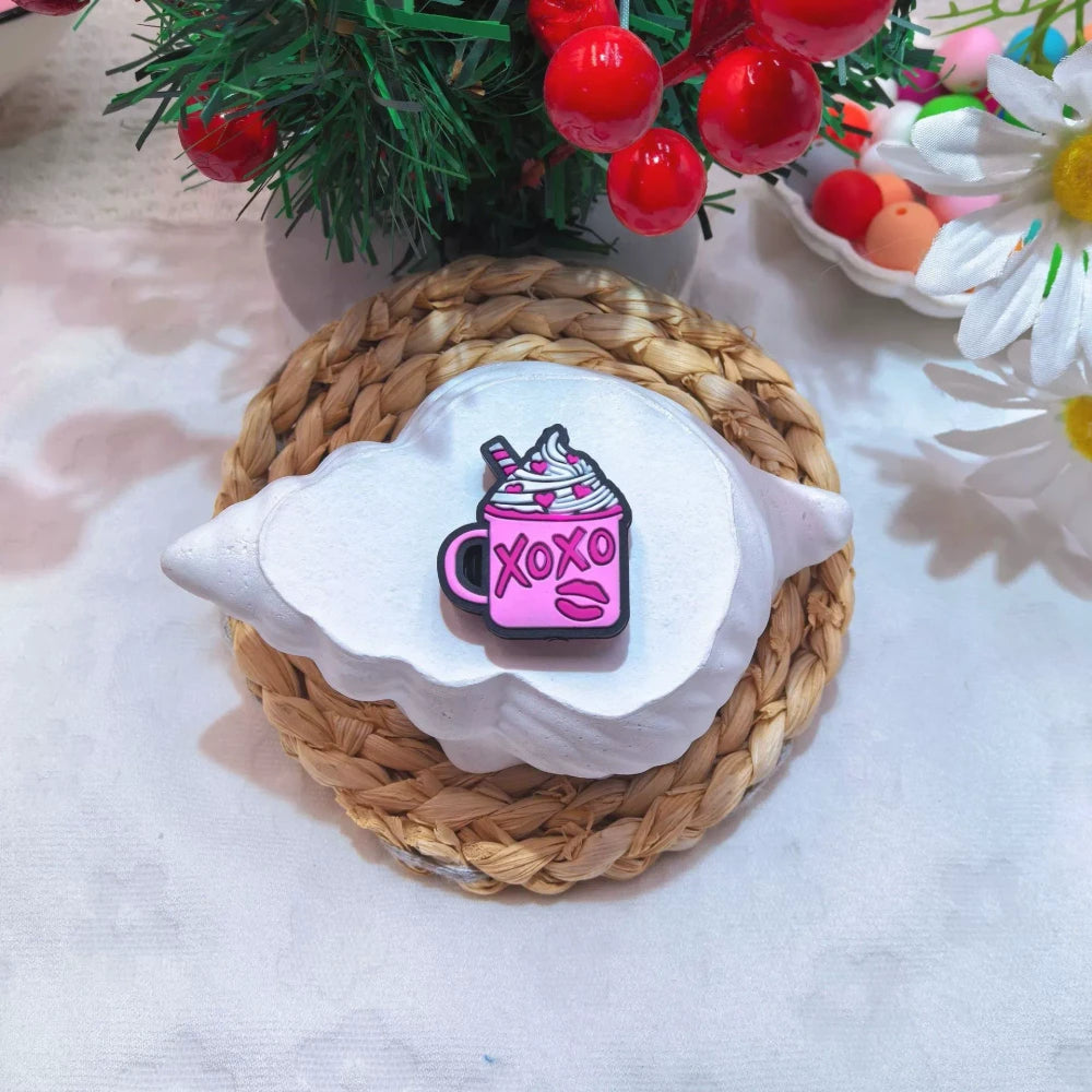 Flatback Valentine's Day Series Silicone Focal Beads for DIY Pens Bracelet Keychains