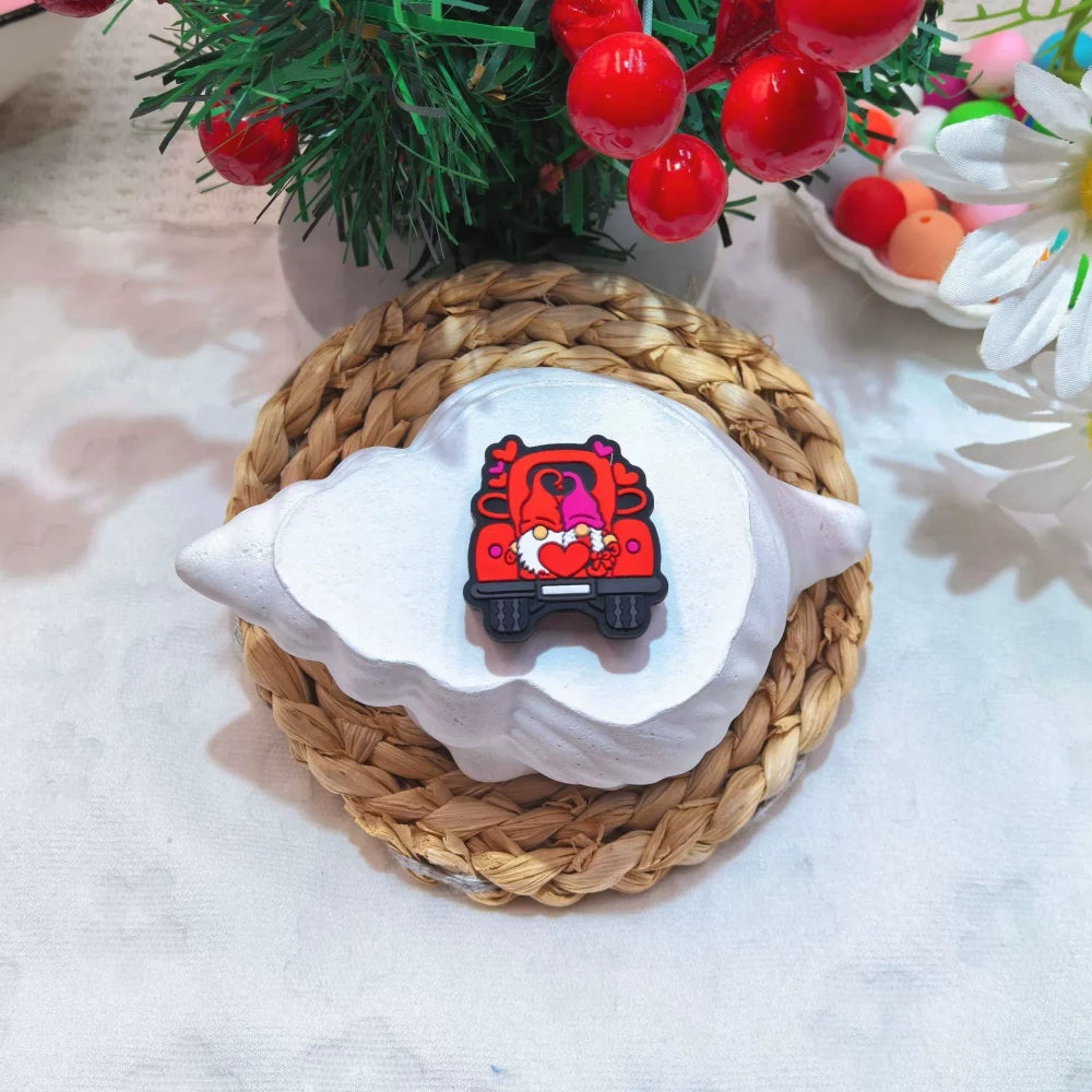 Flatback Valentine's Day Series Silicone Focal Beads for DIY Pens Bracelet Keychains