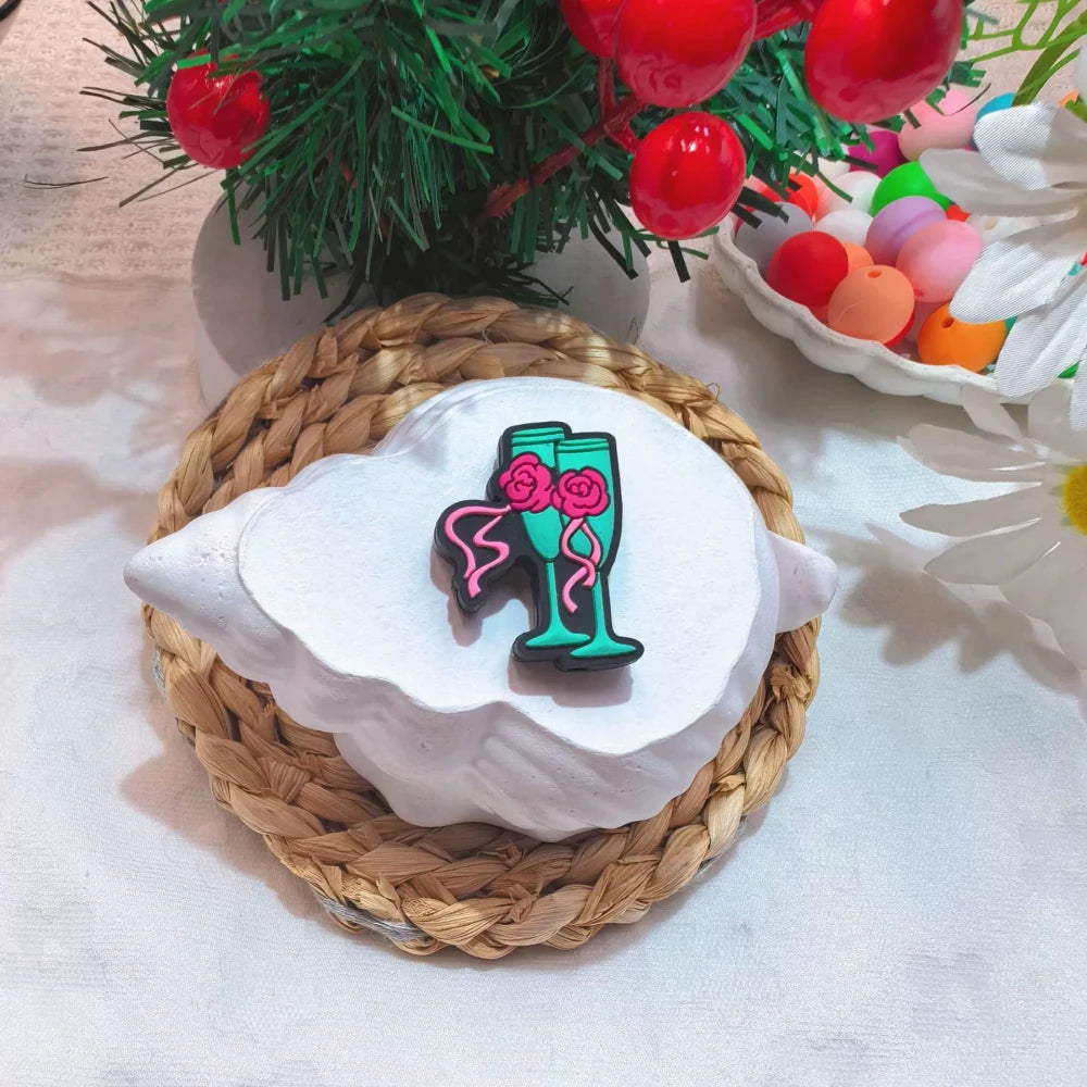 Flatback Valentine's Day Series Silicone Focal Beads for DIY Pens Bracelet Keychains