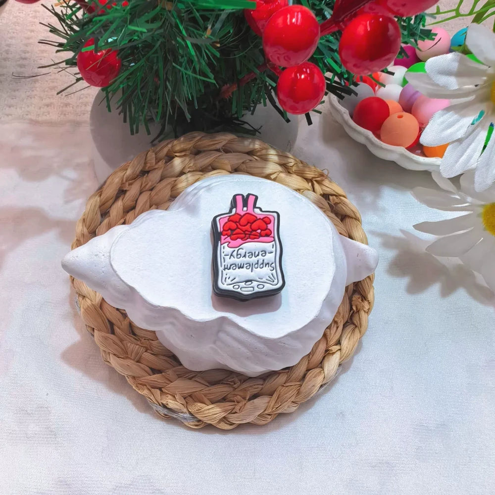 Flatback Valentine's Day Series Silicone Focal Beads for DIY Pens Bracelet Keychains