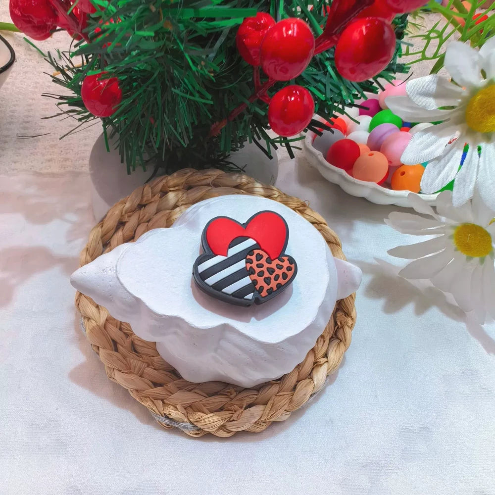 Flatback Valentine's Day Series Silicone Focal Beads for DIY Pens Bracelet Keychains