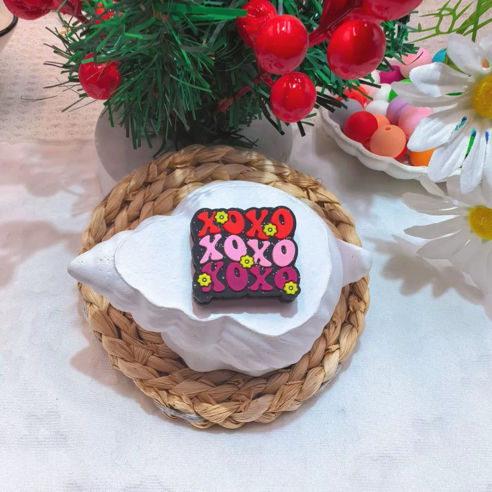 Flatback Valentine's Day Series Silicone Focal Beads for DIY Pens Bracelet Keychains