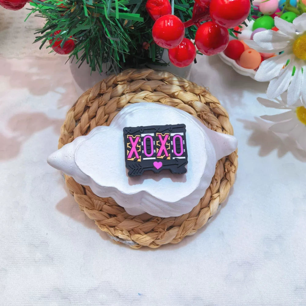 Flatback Valentine's Day Series Silicone Focal Beads for DIY Pens Bracelet Keychains