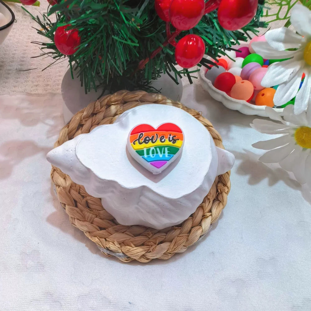 Flatback Valentine's Day Series Silicone Focal Beads for DIY Pens Bracelet Keychains